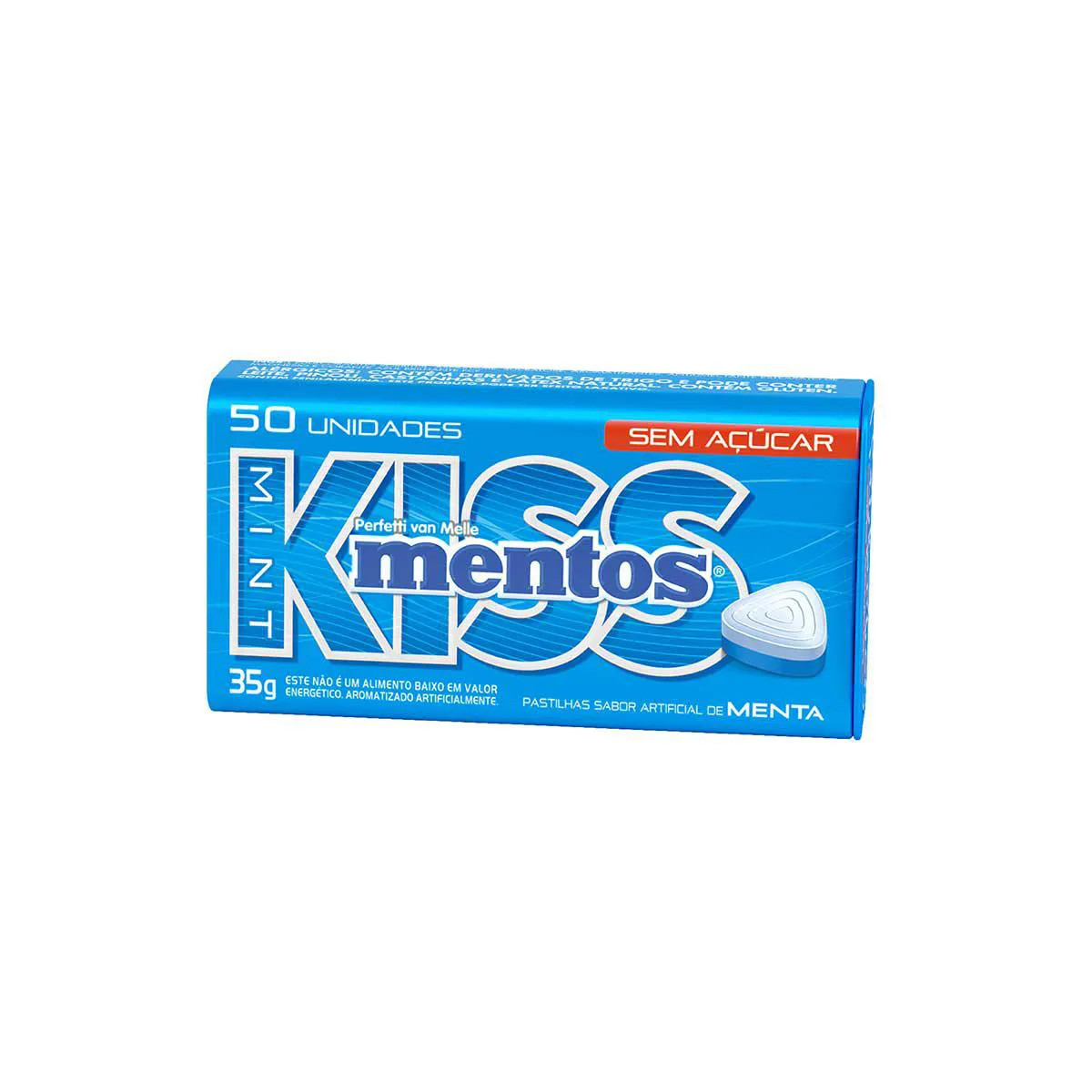 Bala Kiss Mentos Sabor Menta Sem Açúcar 50 unidades