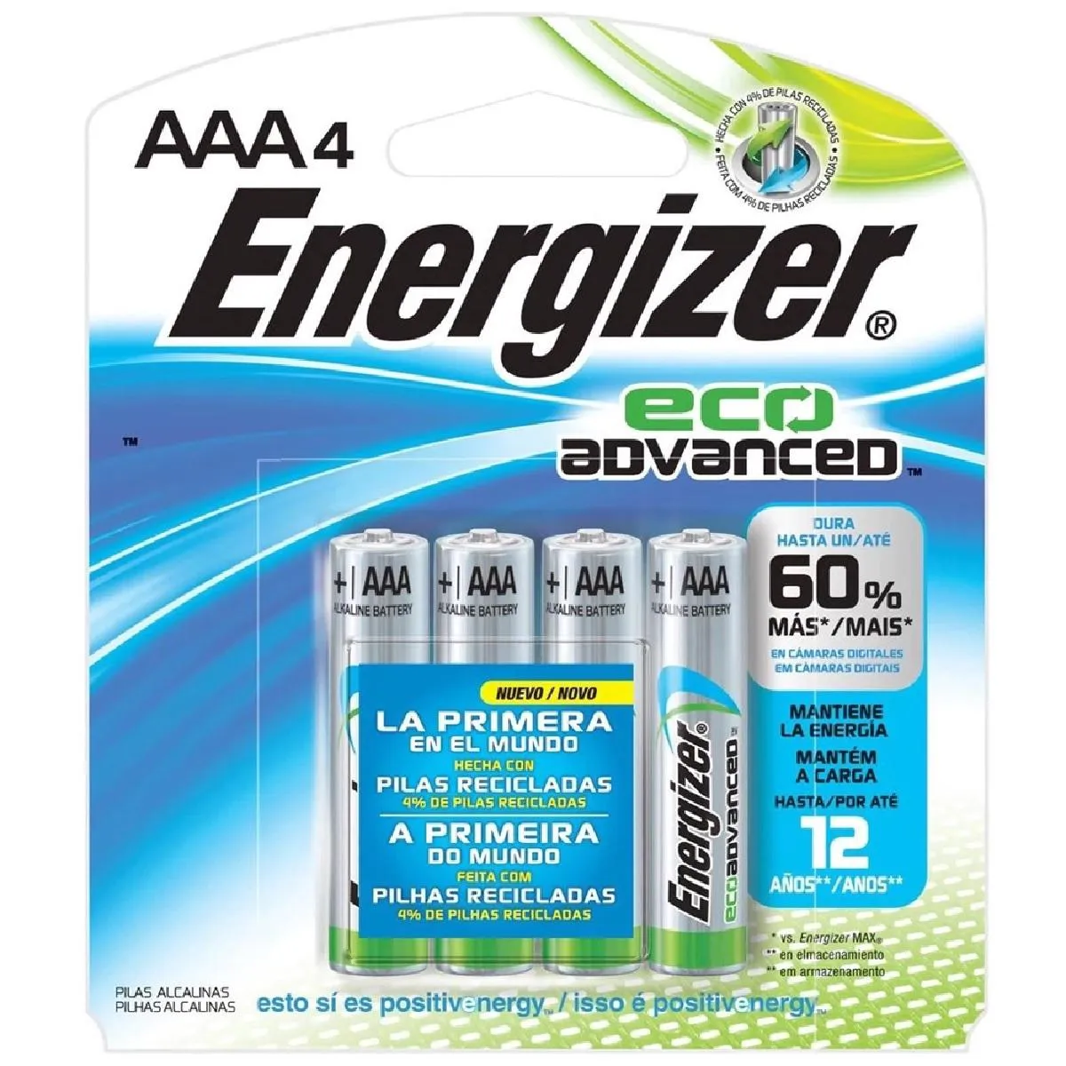 Pilha Alcalina AAA Palito Energizer Eco Advanced Com 4 unidades