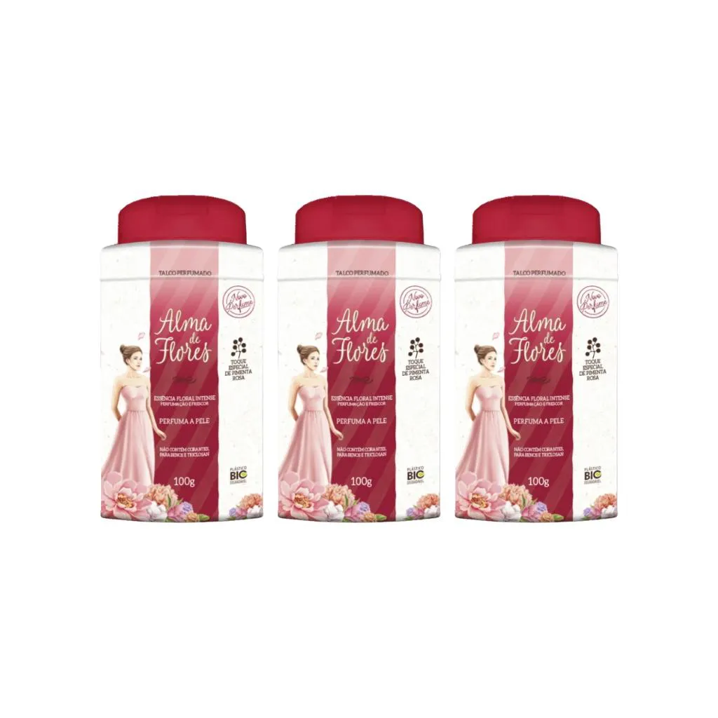 Talco Alma de Flores 100g Floral Intense - Kit C / 3un
