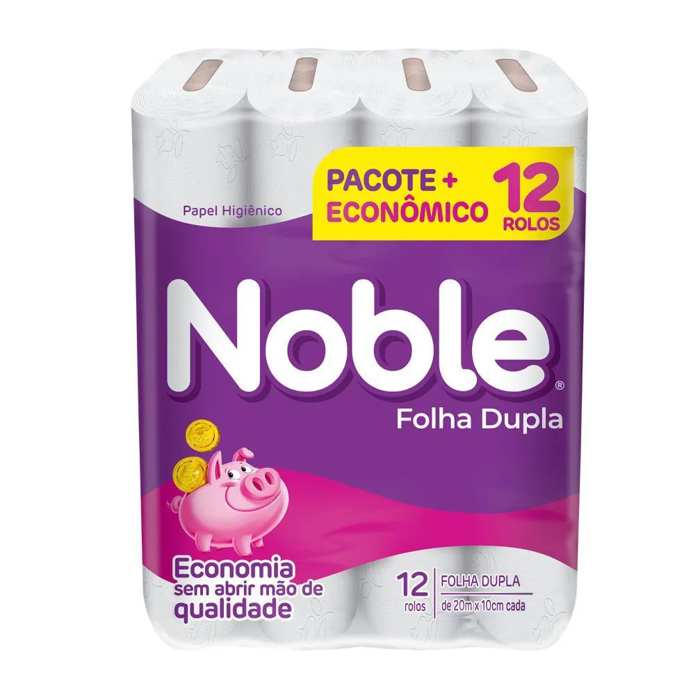 Papel Higiênico Noble Neutro Folha Dupla 12 Rolos de 20m