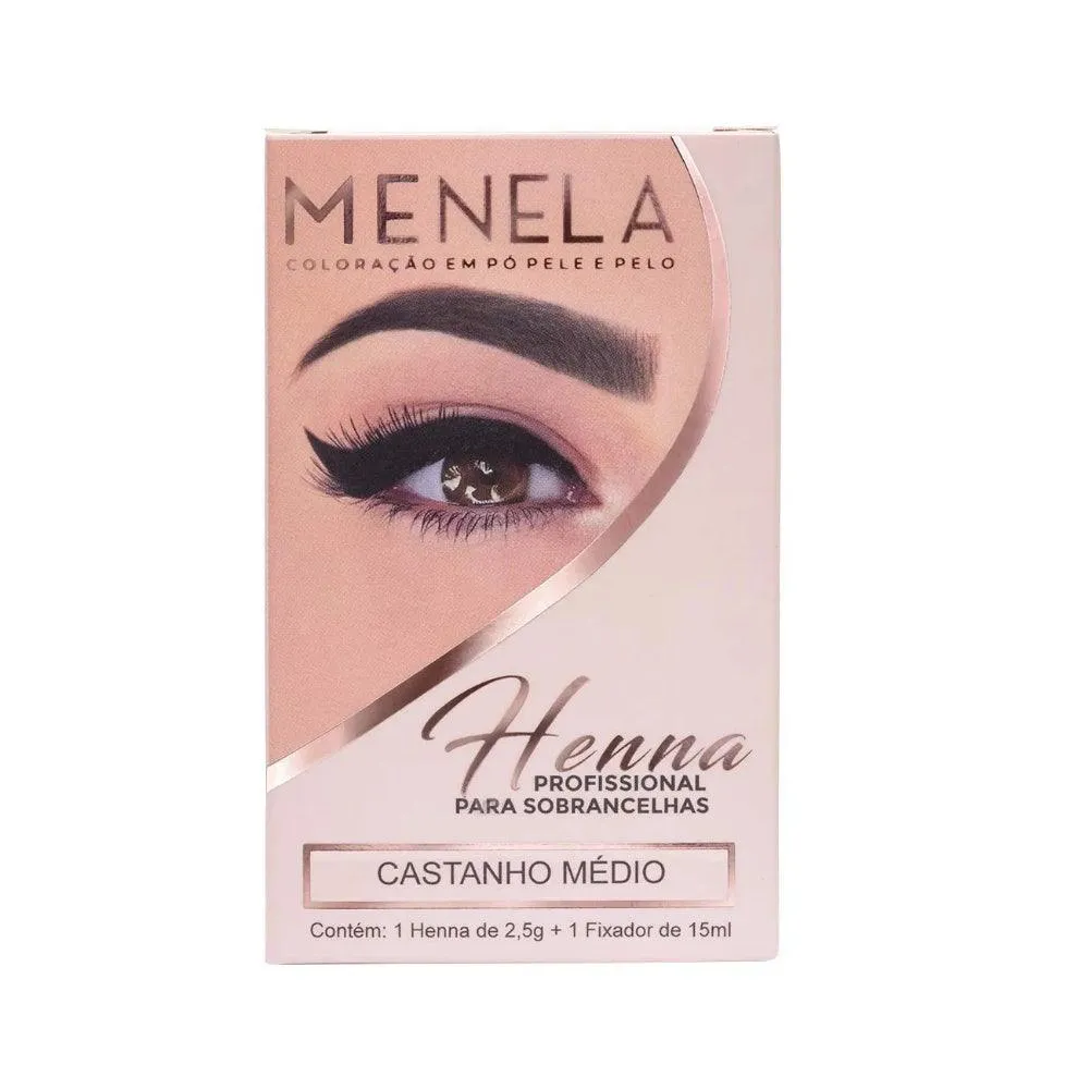 Kit Henna Sobrancelha Menela Castanho Médio 2,5g