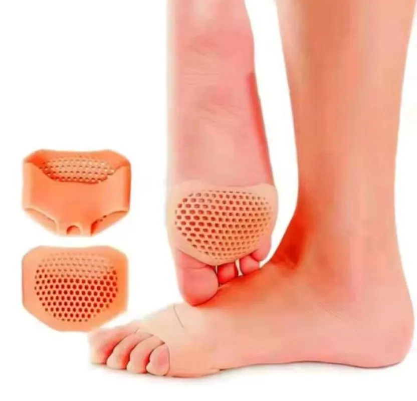 Kit Par Meia Palmilha Ortopédica Protetor para Os Pés Almofada Silicone Gel Tiptoe