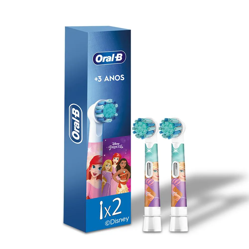 Refil Escova de Dente Elétrica Infantil Oral-B Disney Princesas 2 Unidades