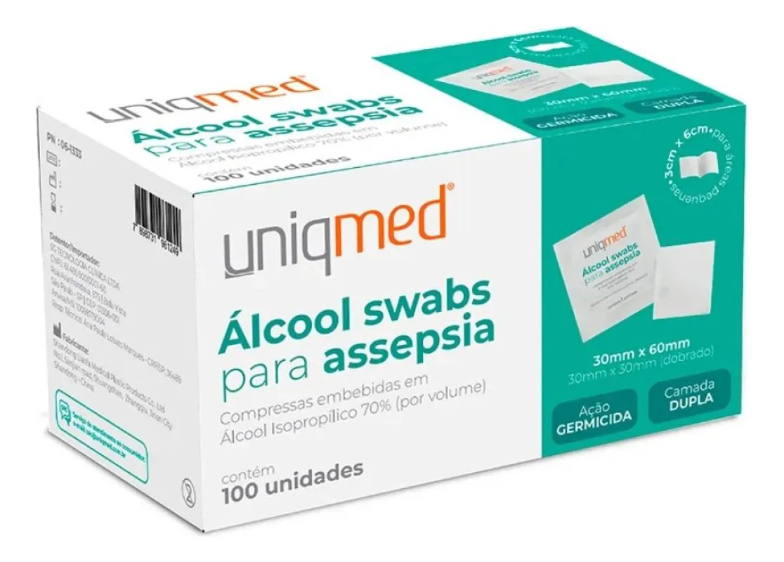 Alcool Swabs para Assepsia Uniqmed