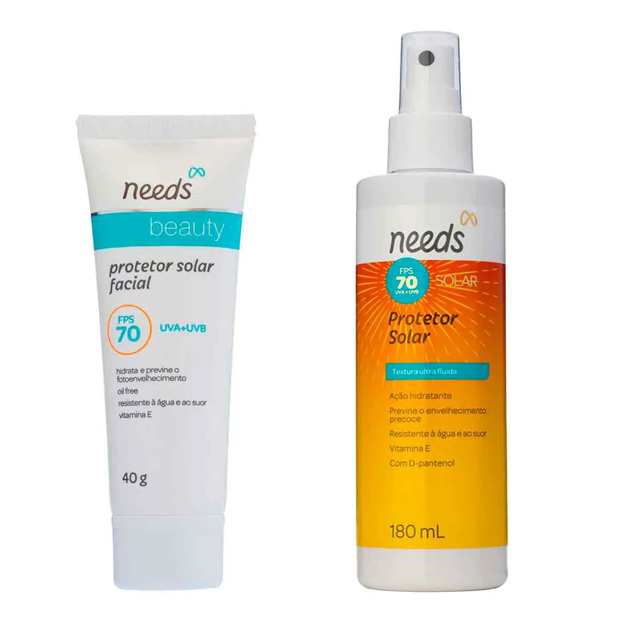 Kit Protetor Solar Needs FPS 70 Facial 40g + Spray Corporal 180ml