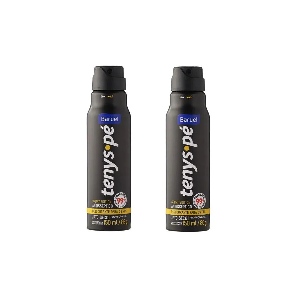 Talco Pes Tenys Pe Baruel Aerossol 150ml Seco Sport - Kit 2un