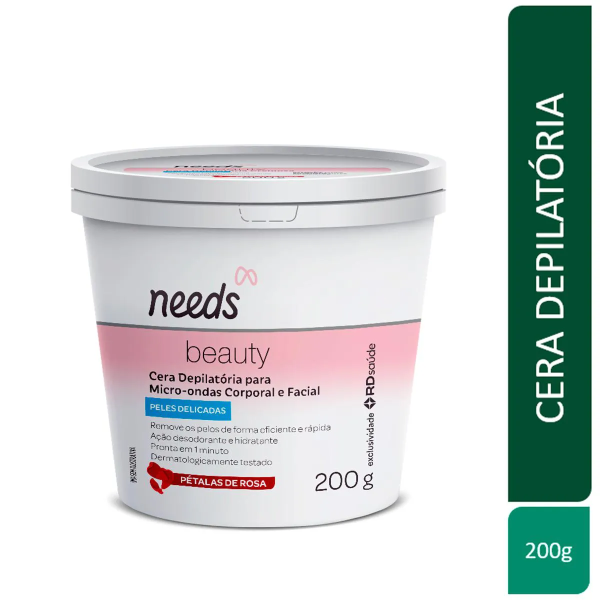Cera Depilatória de Microondas Needs Beauty Facial e Corporal Peles Delicadas 200g