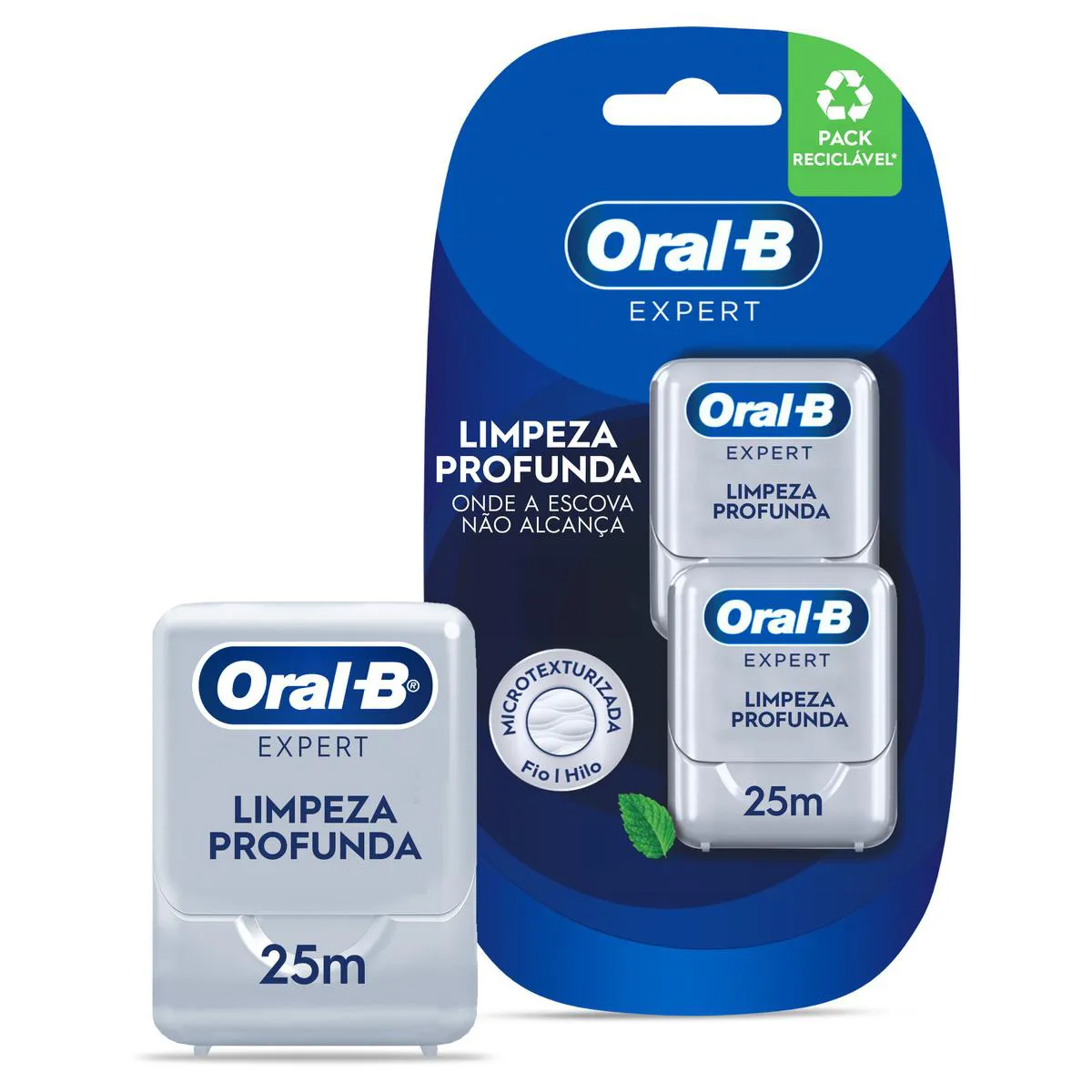 Fio Dental Oral-B Expert Limpeza Profunda Sabor Menta 2 unidades de 25m cada