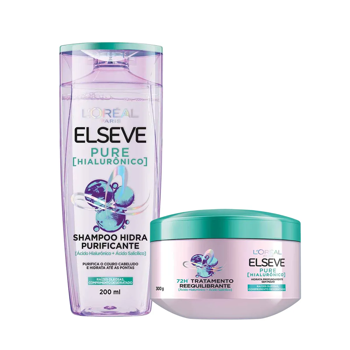 Kit L'Oréal Paris Elseve Pure Hialurônico Shampoo 200ml + Creme de Tratamento 300g