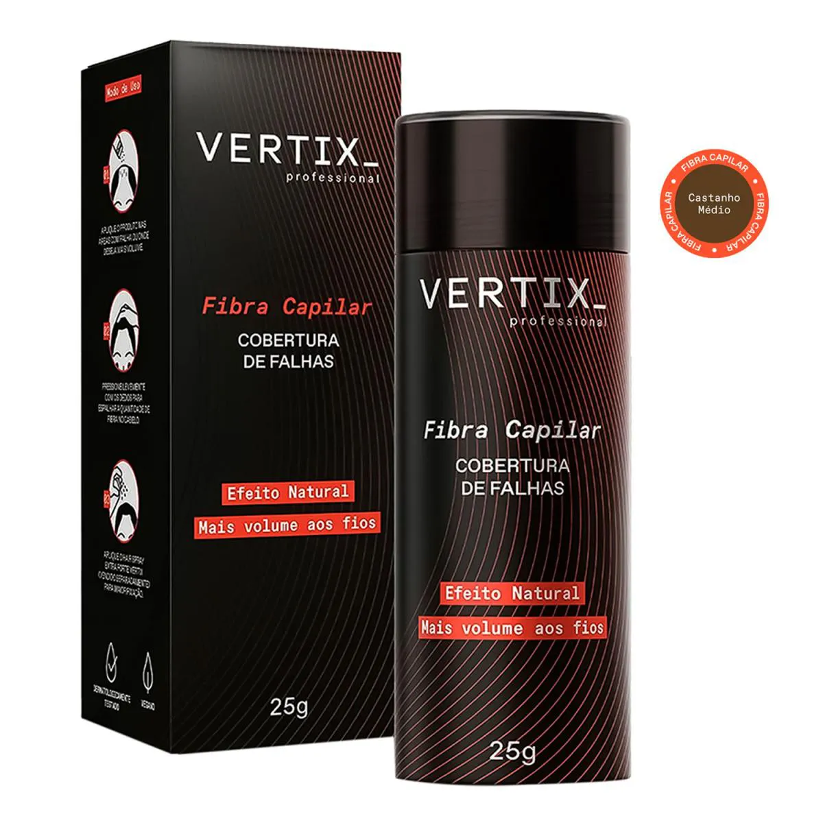 Vertix Professional Fibra Capilar Castanho Médio 25g