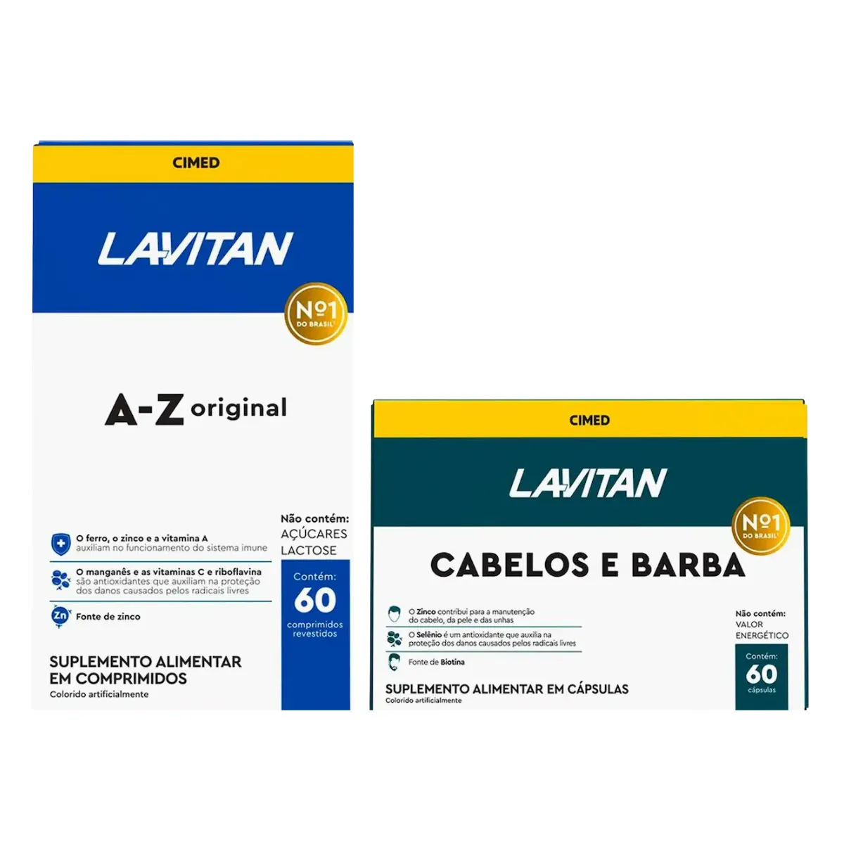 Kit Polivitamínico Lavitan A-Z Original 60 comprimidos + Cabelos e Barba 60 cápsulas