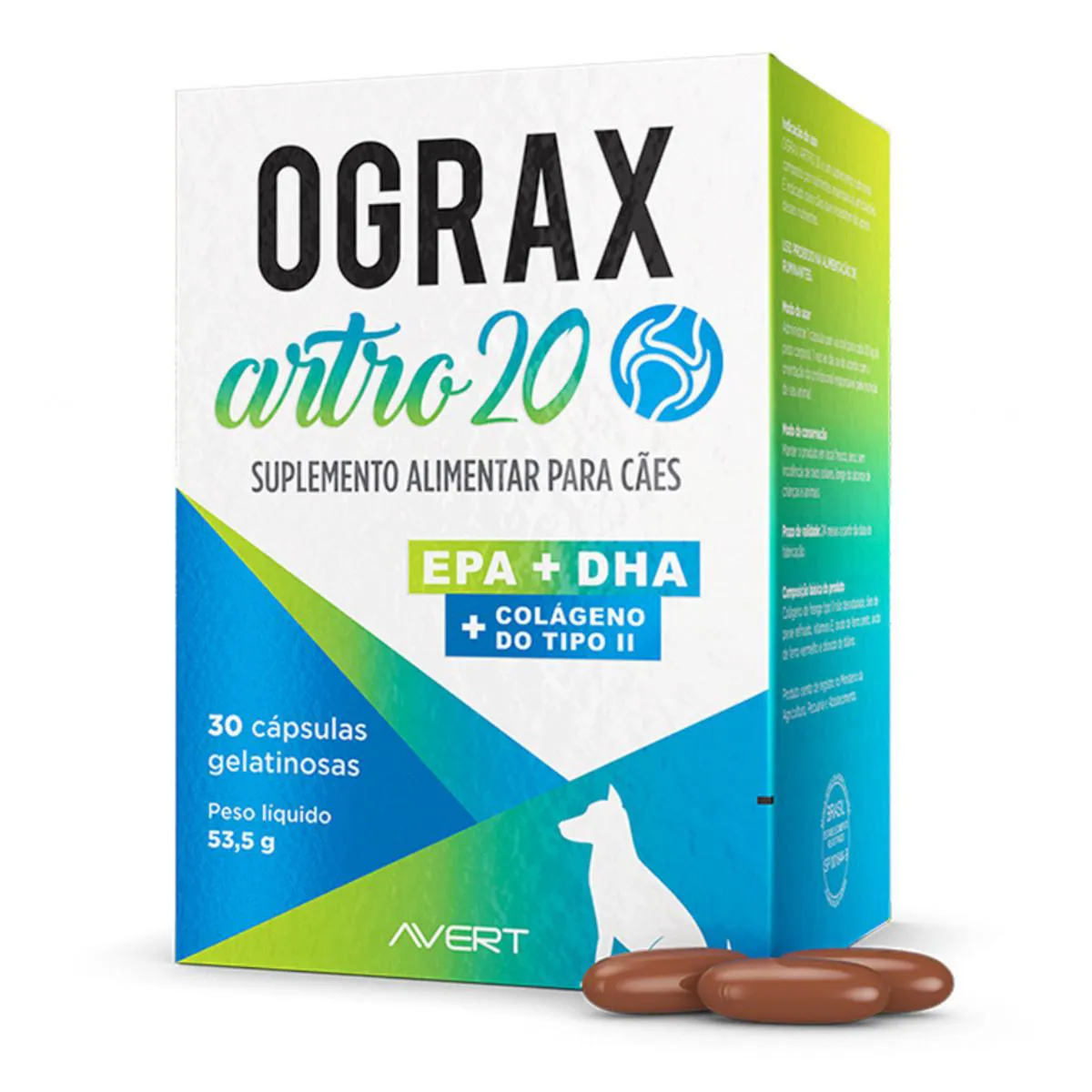 Suplemento Alimentar Ograx Artro 20 30 Cápsulas para Cães
