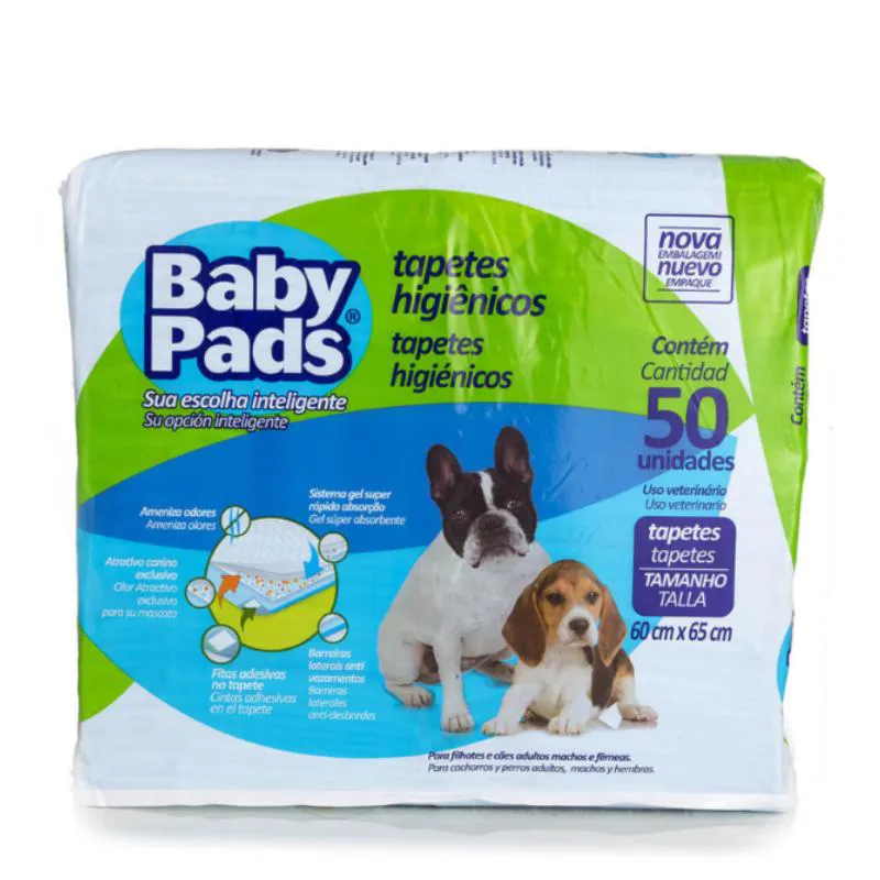 Tapete Higiênico Baby Pads para Cães 50Un 60X55Cm