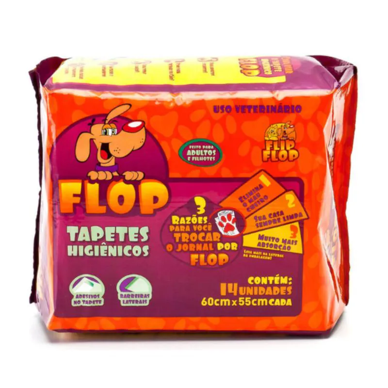 Tapete Higiênico Flop Petix para Cães 14Un 60X55Cm