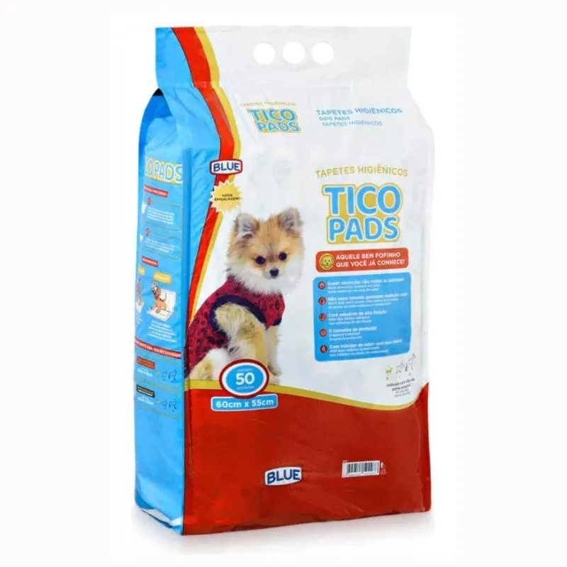 Tapete Higiênico Tico Pads com 50 Unidades de 60X55Cm
