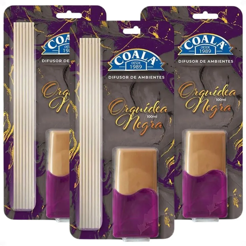Kit Coala: 3 Difusores de Aroma Orquídea Negra 100ml