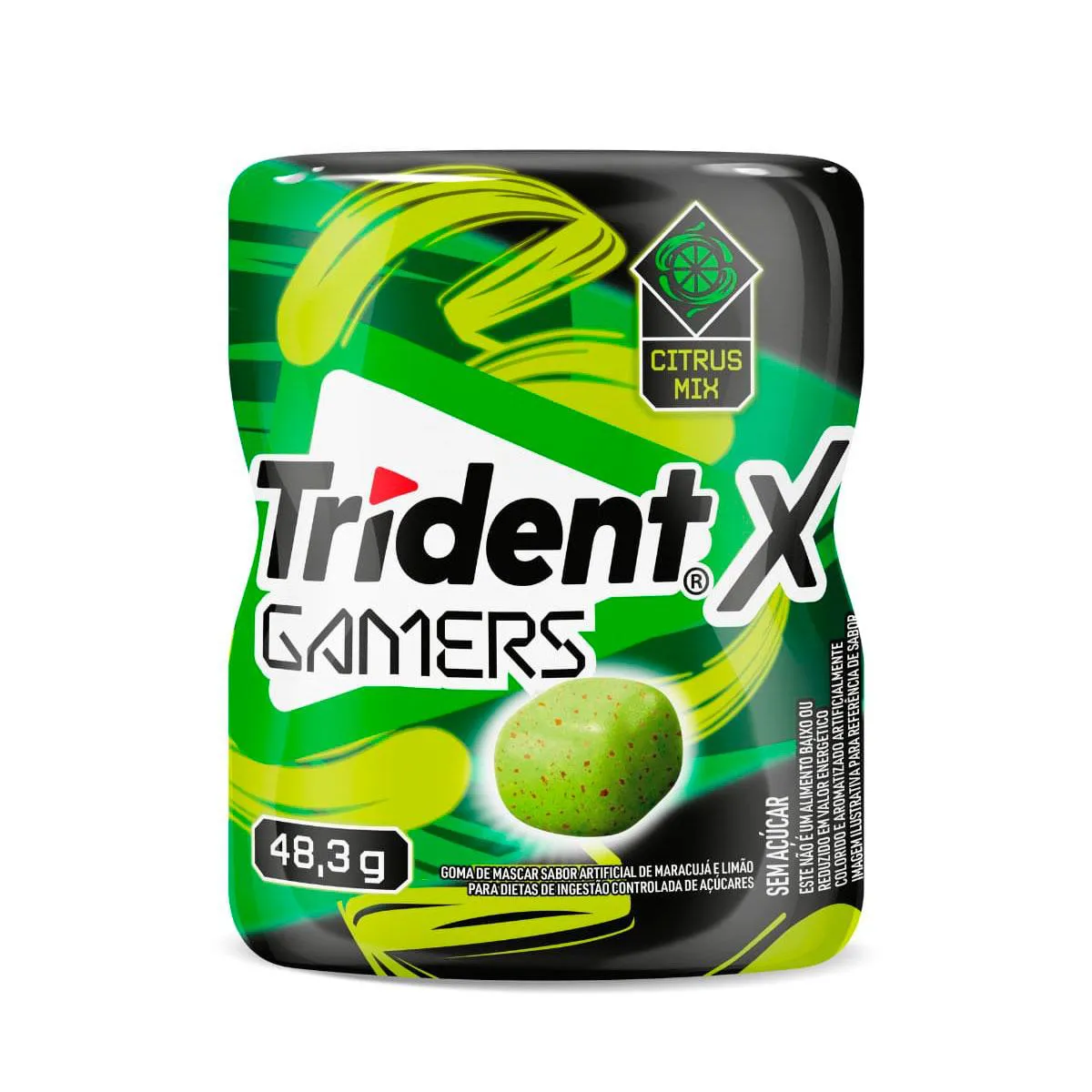 Goma de Mascar Trident X Gamers Citrus Mix Sem Açúcar 48,3g