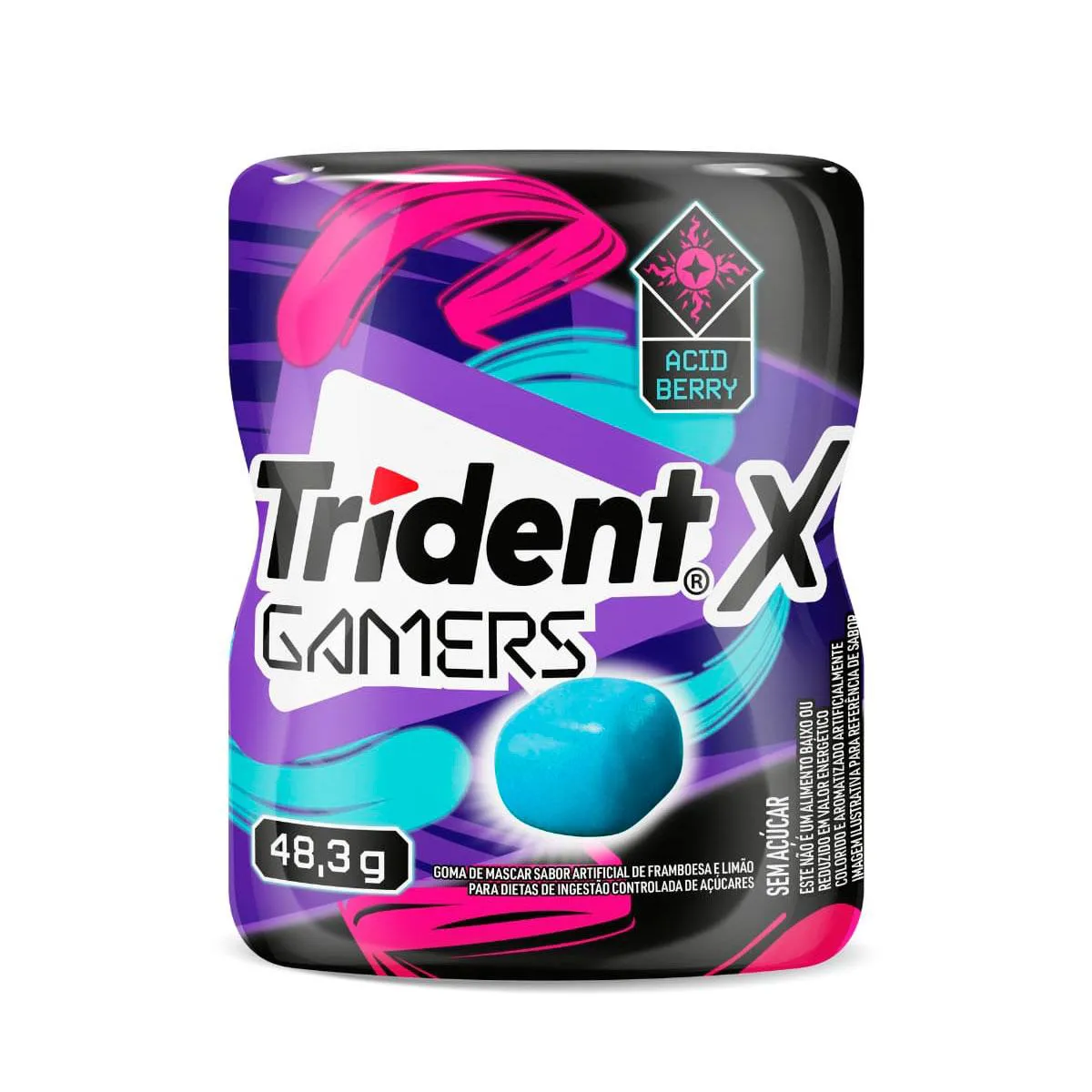 Goma de Mascar Trident X Gamers Acid Berry Sem Açúcar 48,3g