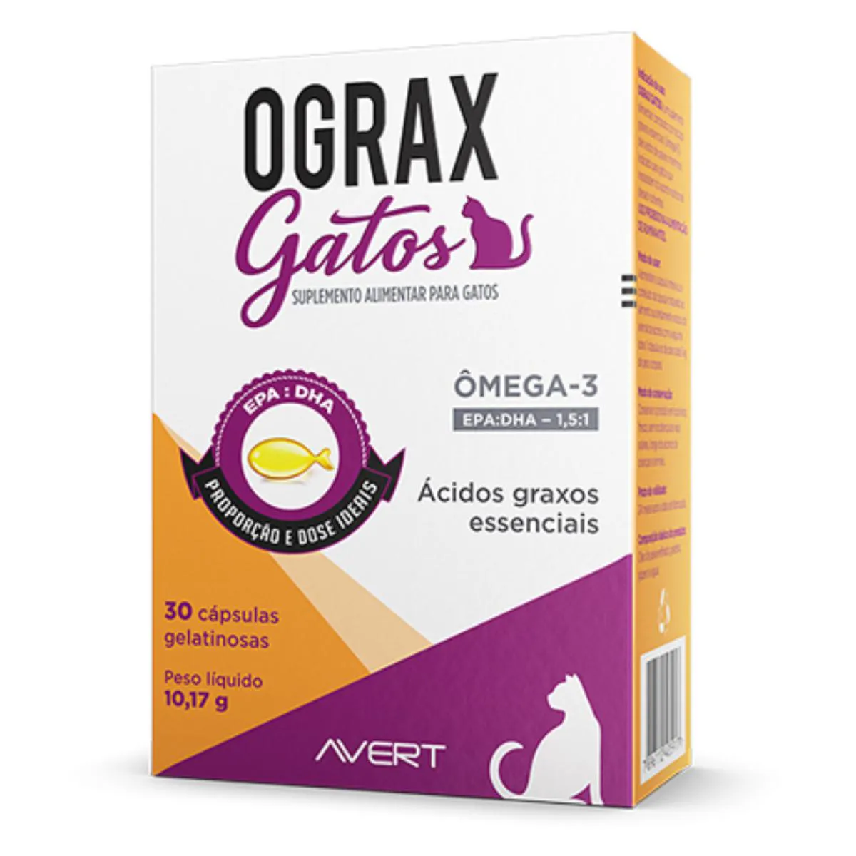 Suplemento Alimentar Ograx Gatos Ômega 3 com 30 Cápsulas