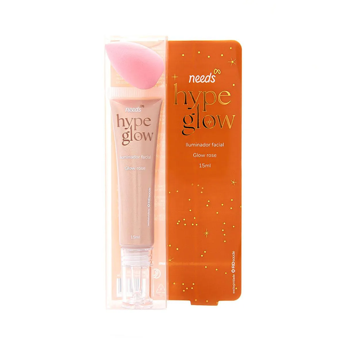 Iluminador Facial Líquido Needs com Esponja Make Hype Glow 15g