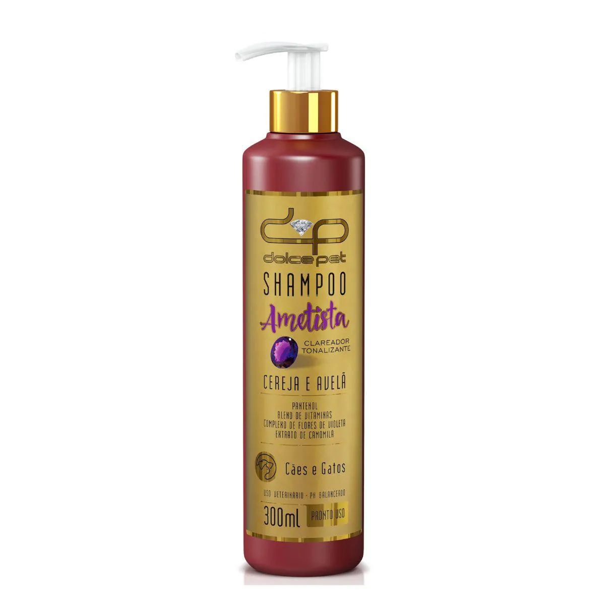 Shampoo Clareador Tonalizante Cereja e Avelã Dolce Pet Cães e Gatos - 300 Ml