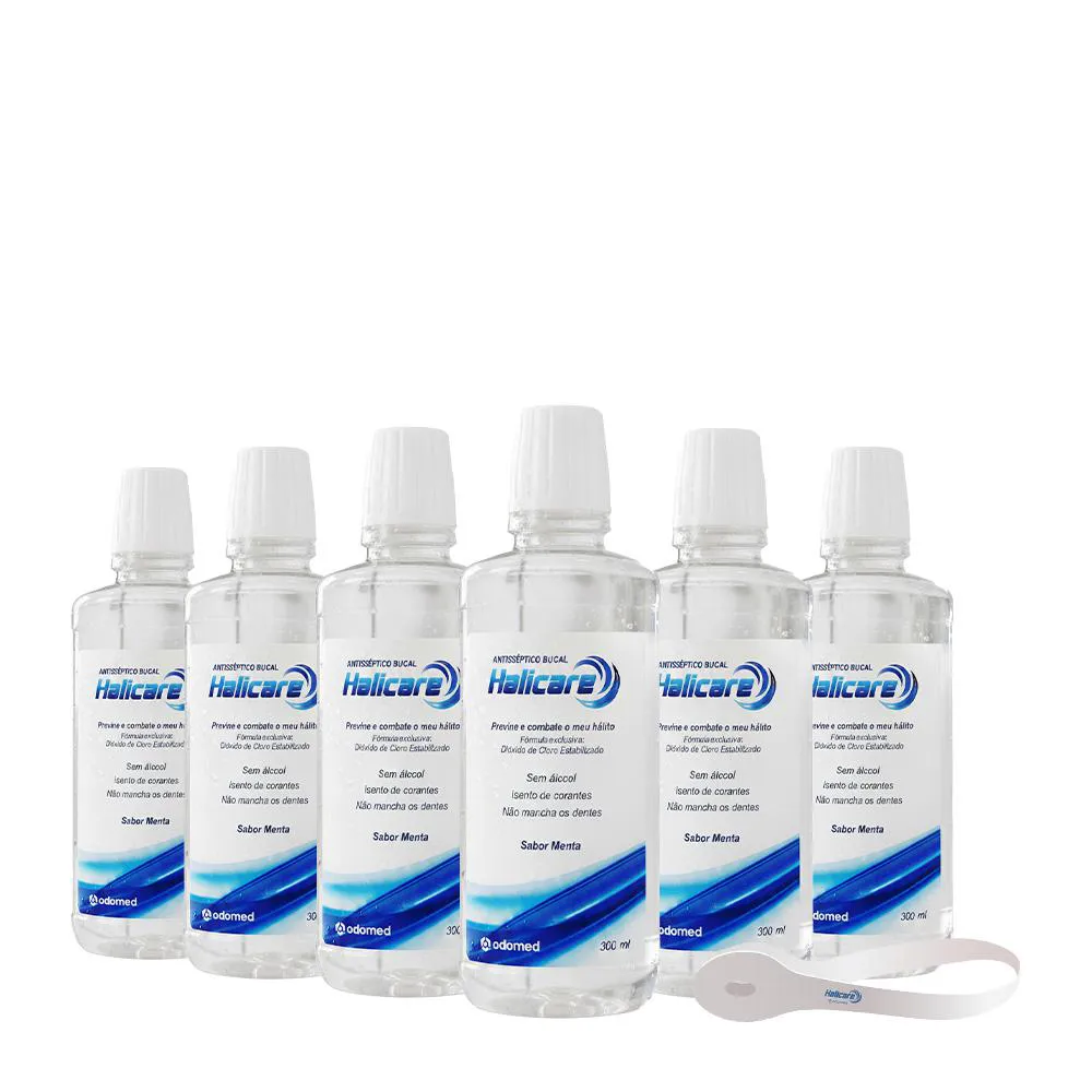 Kit Odomed Halicare Enxaguante Bucal Extra Limpador de Língua (7 Produtos)