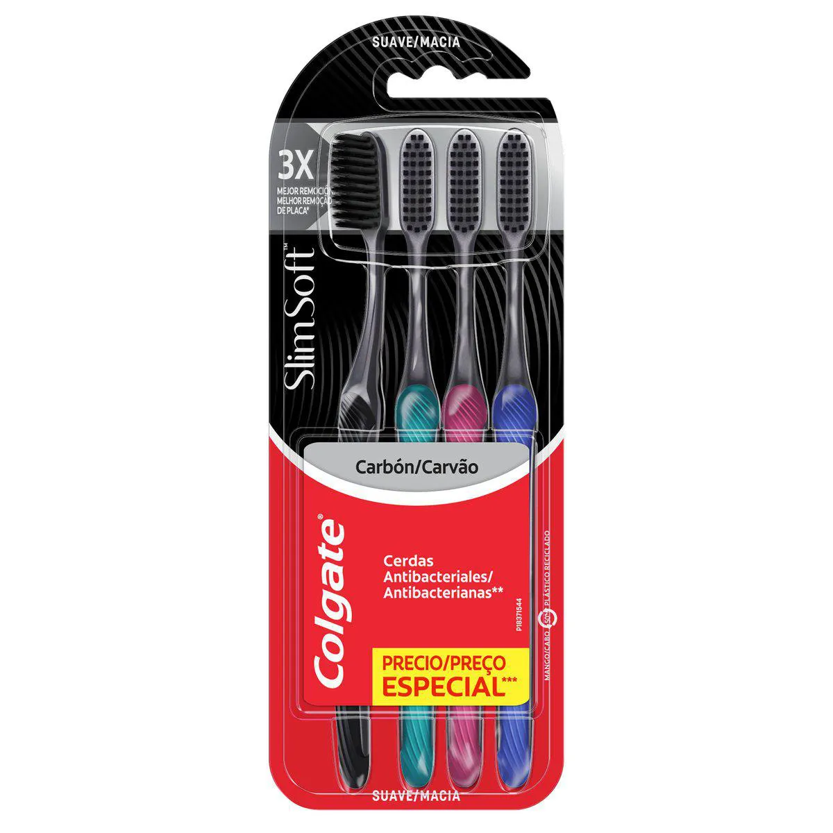 Kit Escova de Dente Colgate Slim Soft Black Carvão 4 unidades