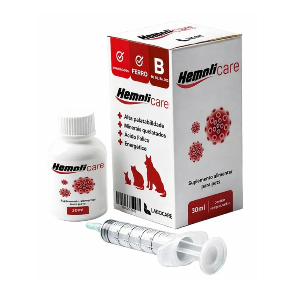Hemoli Care Multivitamínicos, Suplemento Alimentar para Cães e Gatos - 30Ml