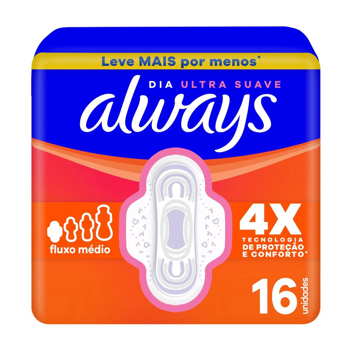 Absorvente Always Dia Ultra Suave com Abas 16 unidades