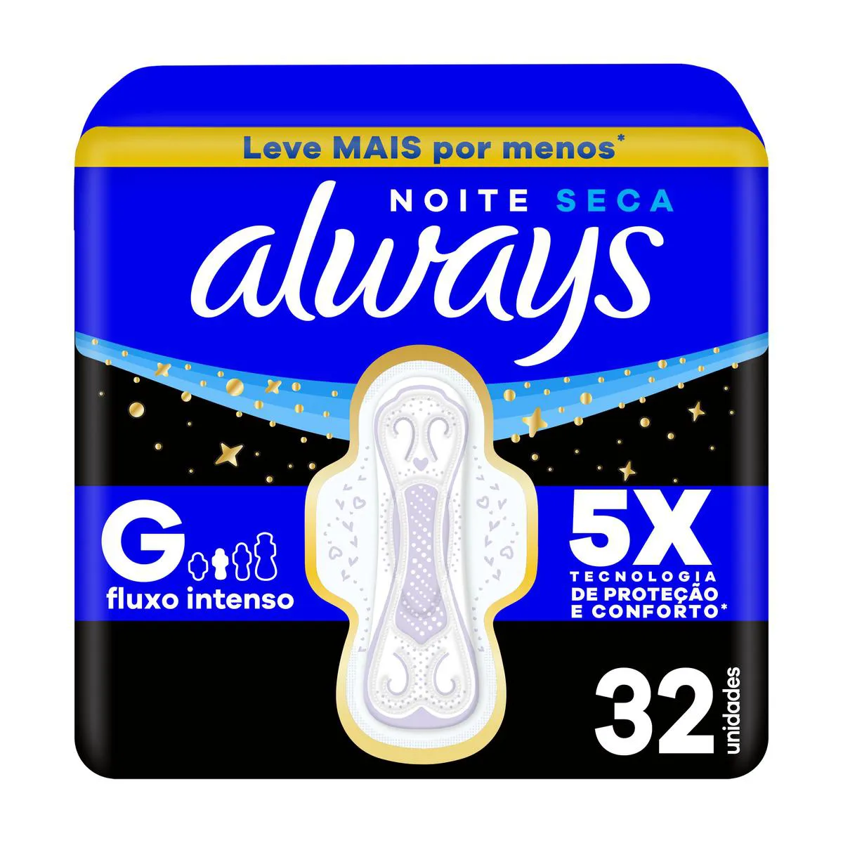Absorvente Always Noite Seca com Abas 32 unidades