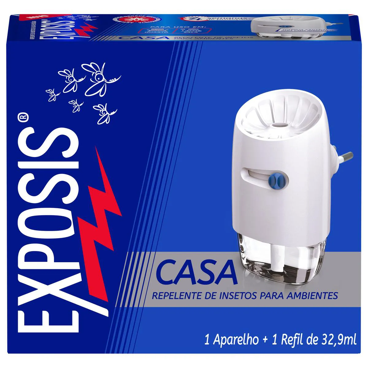 Repelente Elétrico Líquido Exposis Casa Aparelho + Refil 32,9ml