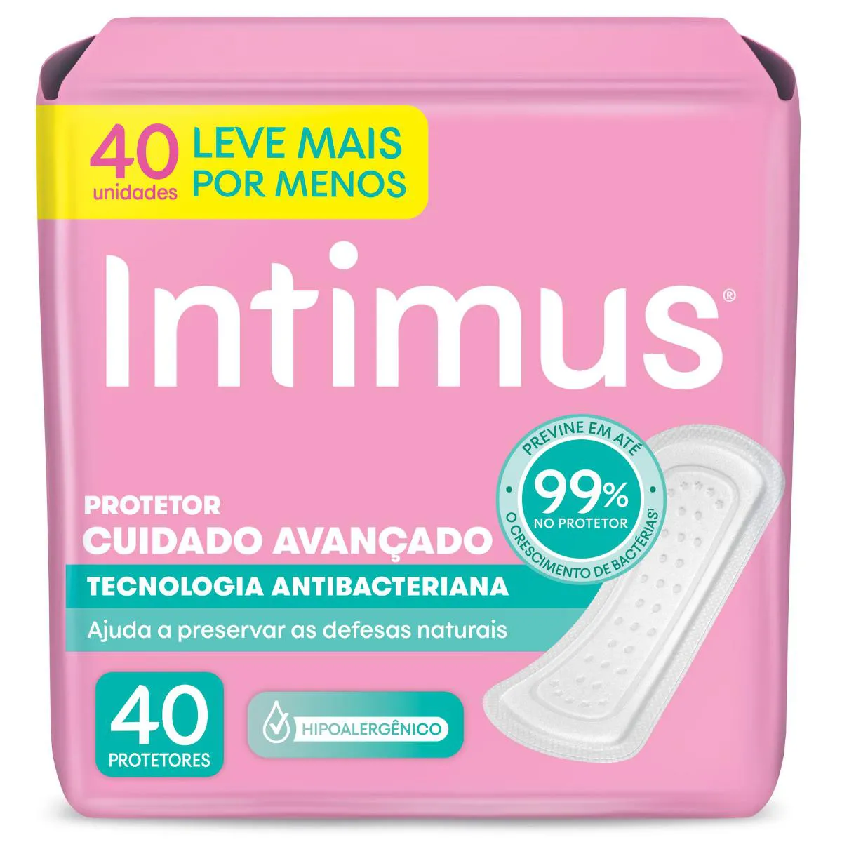 Protetor Diário Intimus Tecnologia Antibacteriana 40 Unidades