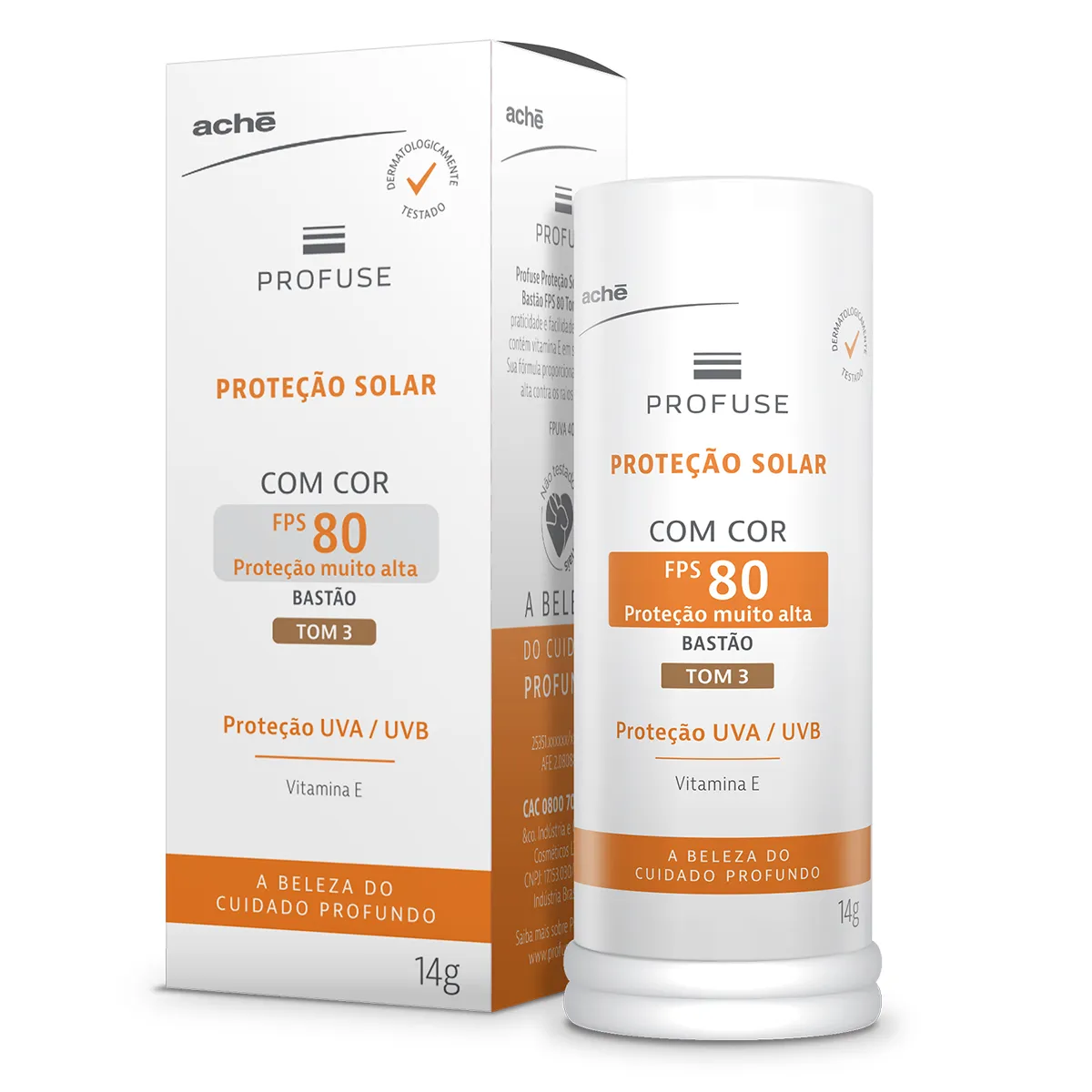 Protetor Solar Facial em Bastão Profuse FPS 80 Tom 3 14g