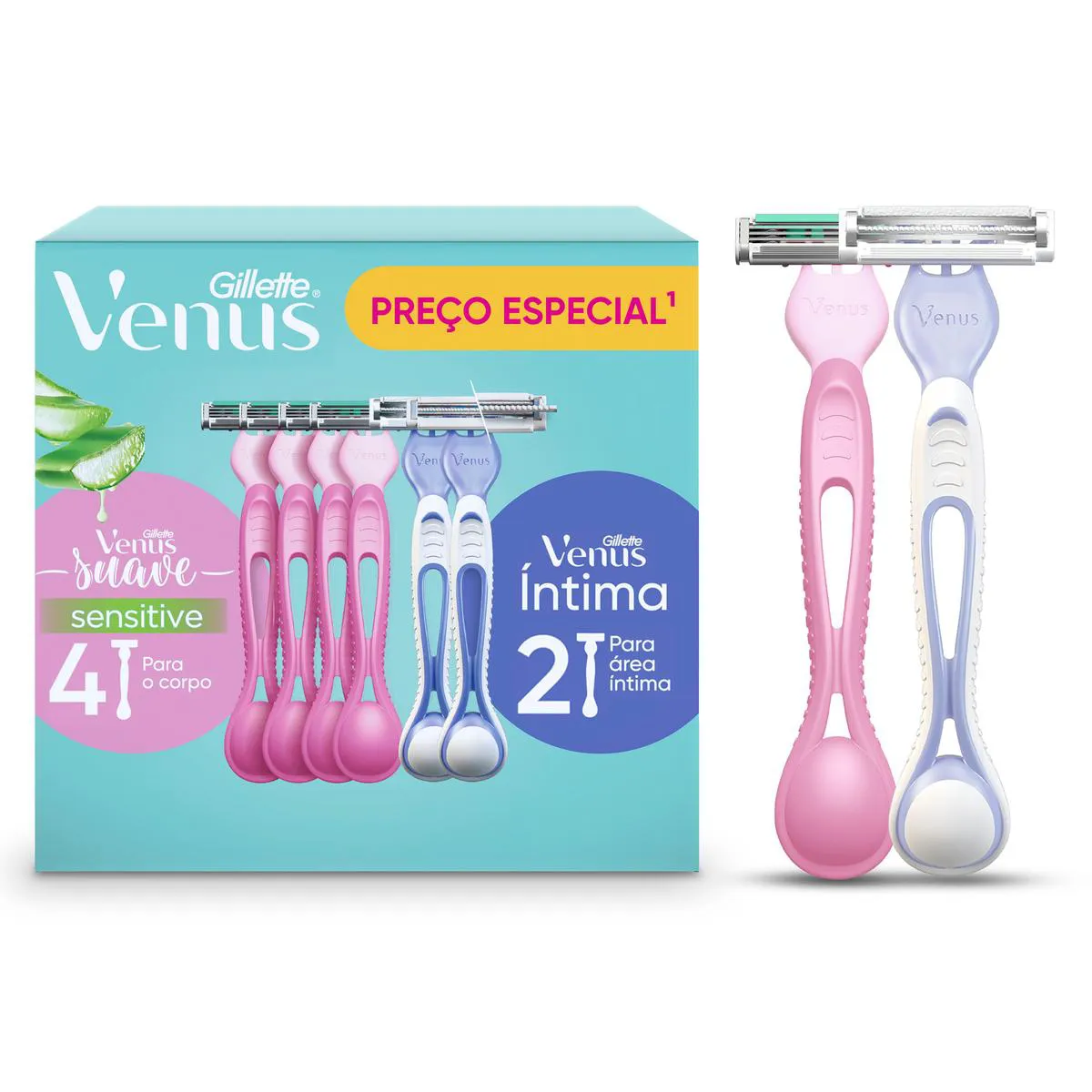 Kit Depilador Descartável Gillette Venus Suave 4 unidades + Vênus Íntima 2 unidades