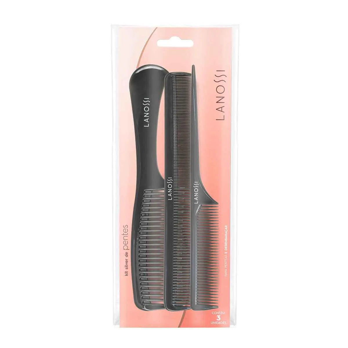 Conjunto de Pentes Lanossi Silver com 3 unidades