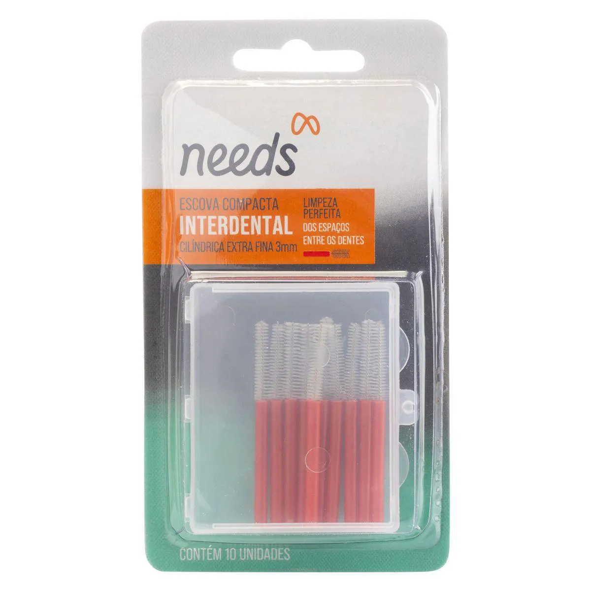 Escova Interdental Needs Cilíndrica Extra Fina 3mm 10 Unidades