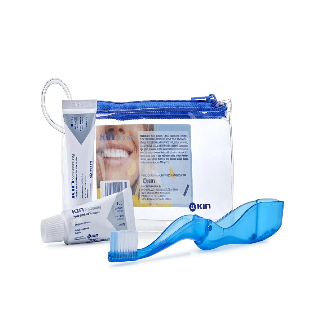 Kit Viagem Kin Whitening 2 Pastas de Dente 7g cada + Escova de Dente + Necessaire