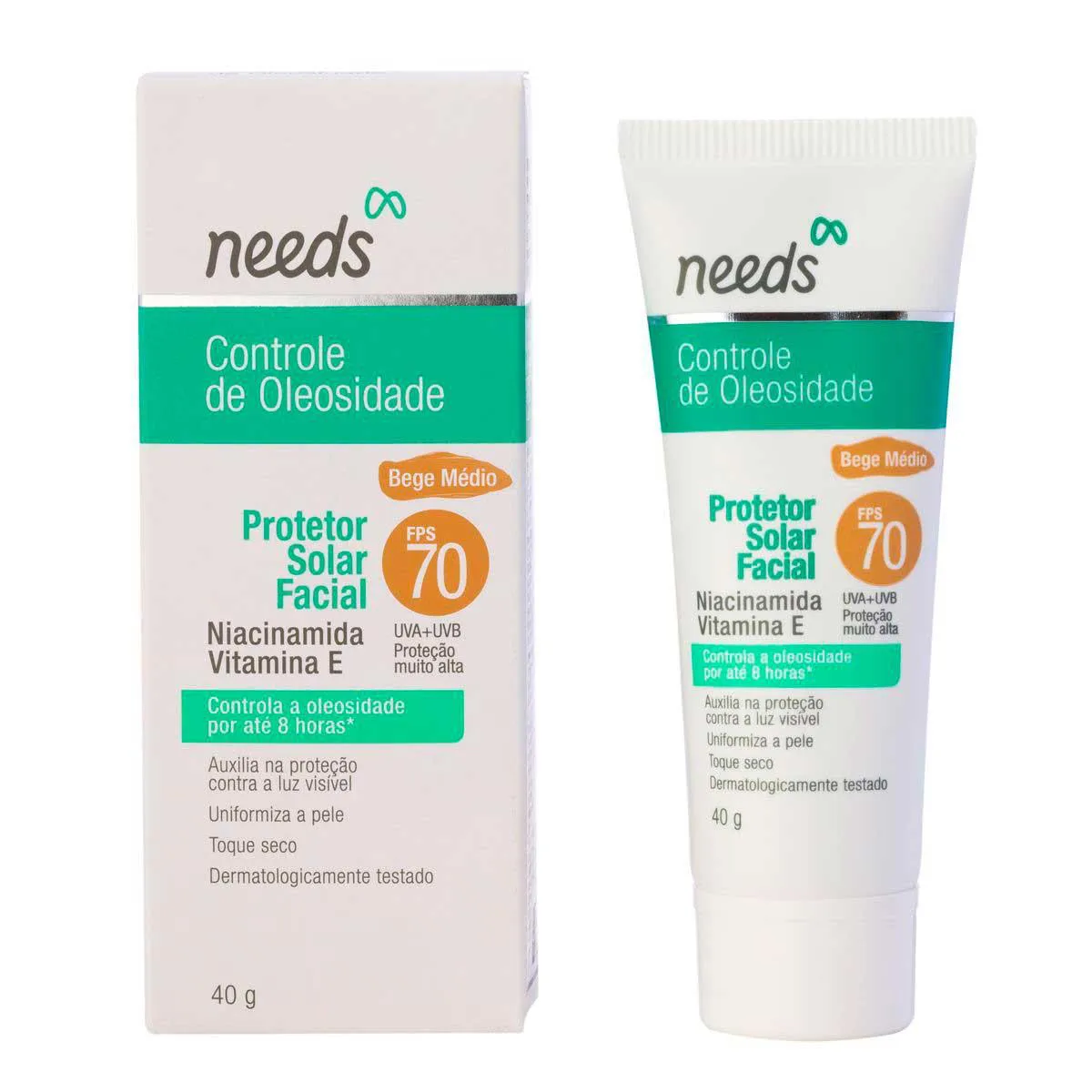 Protetor Solar Facial Needs Controle de Oleosidade Bege Médio FPS 70 40g