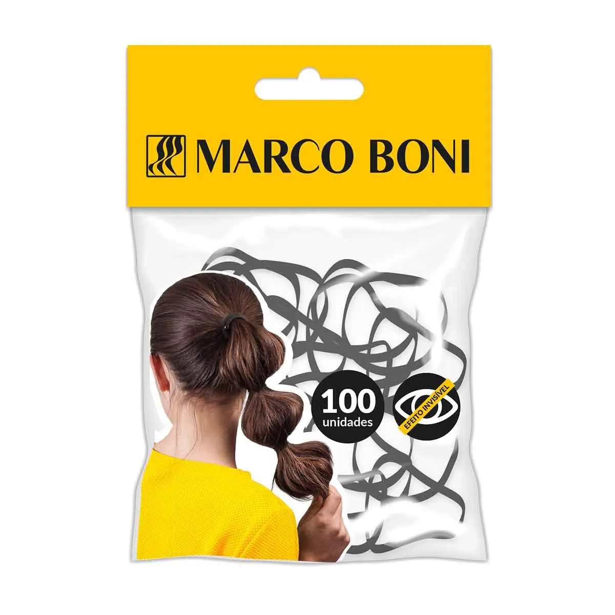 Elástico de Cabelo Marco Boni Soft Preto 100 unidades