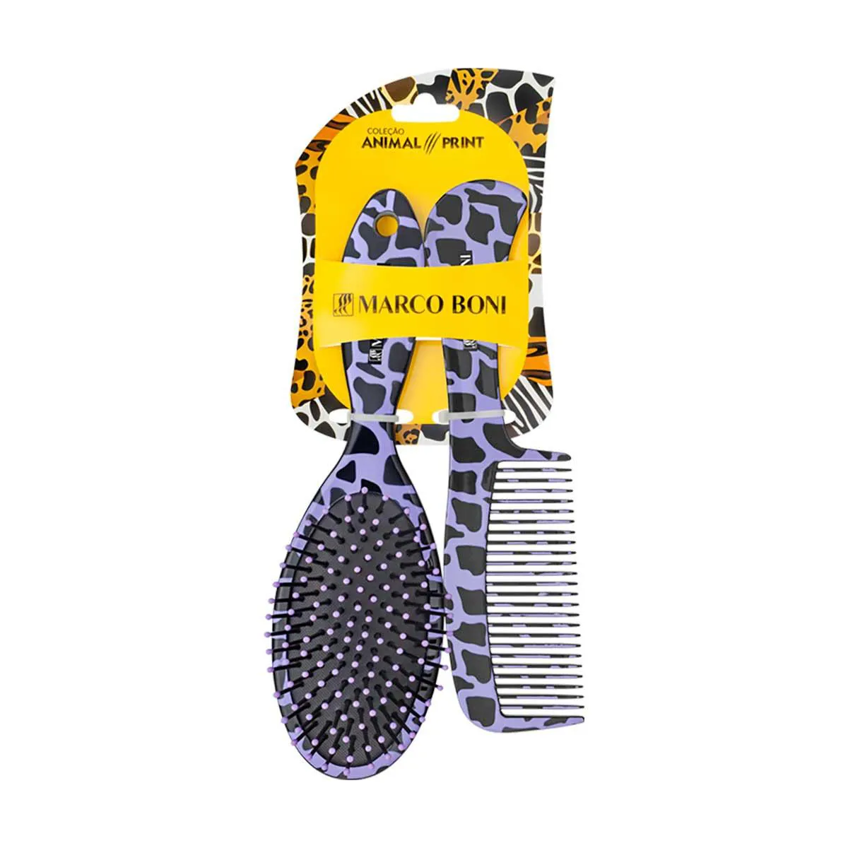 Pente e Escova de Cabelo Marco Boni Animal Print Animal Print - 1 unidade