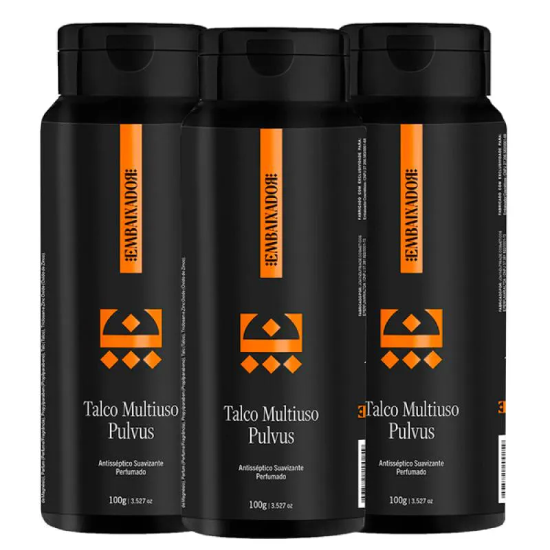 Kit 03 Talco Multiuso Pulvus Embaixador 100g