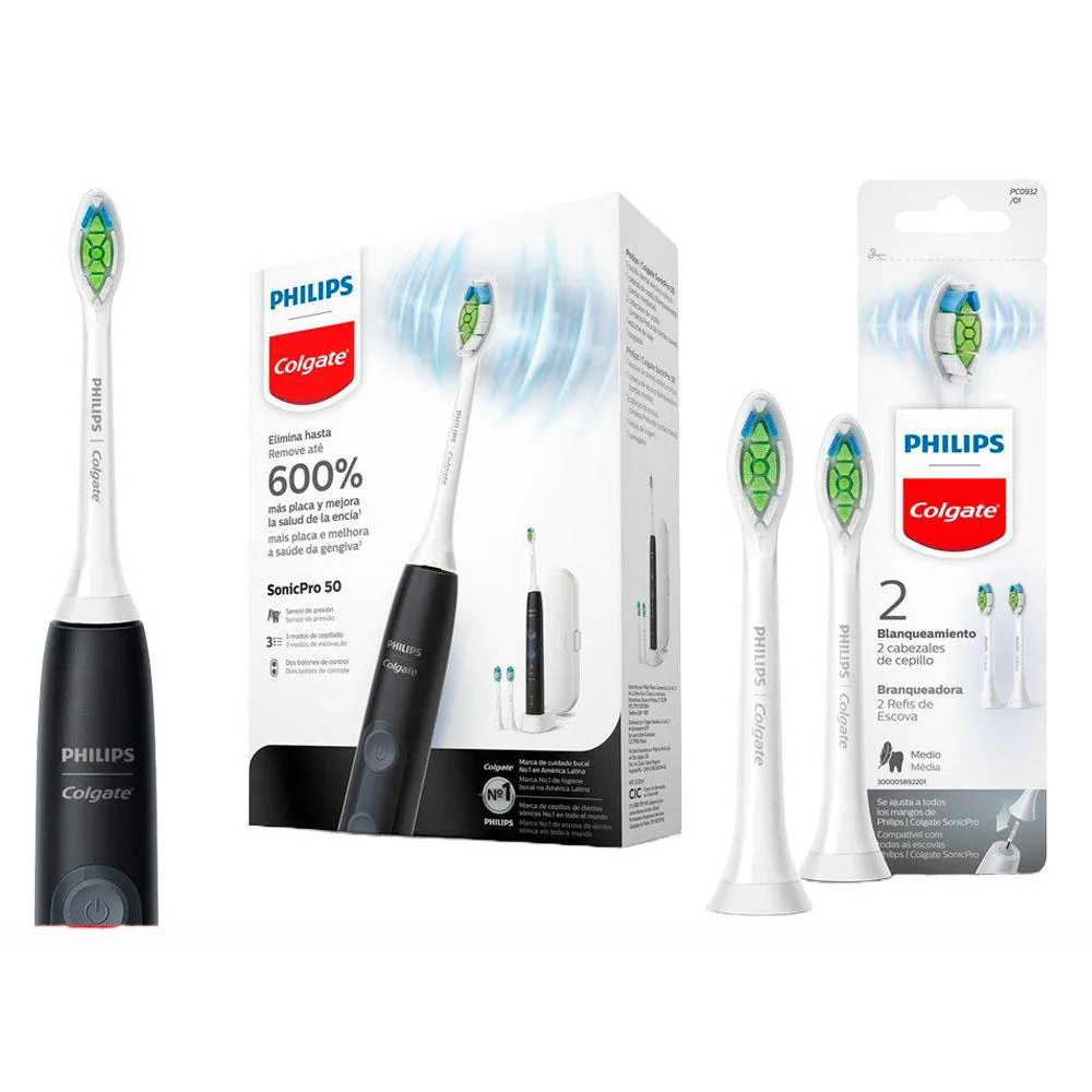 Kit Escova Elétrica Sonicpro 50 + Refil Sonicpro Branqueadora com 2 unidades