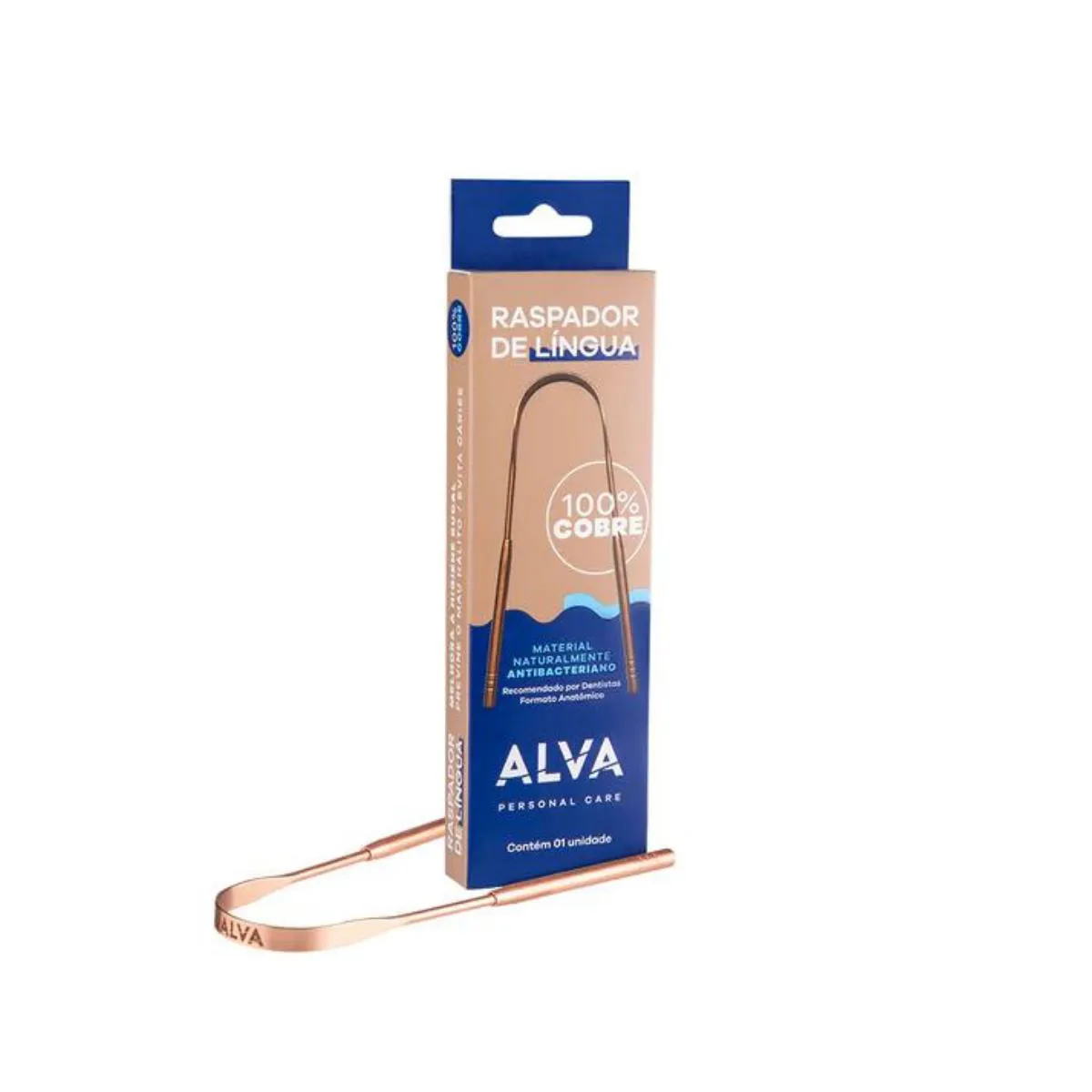 Raspador Higienizador de Cobre Para Língua Alva 100% Cobre