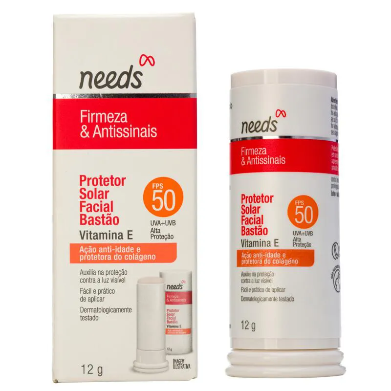 Protetor Solar Facial Needs Firmeza & Antissinais FPS 50 Bastão 12g