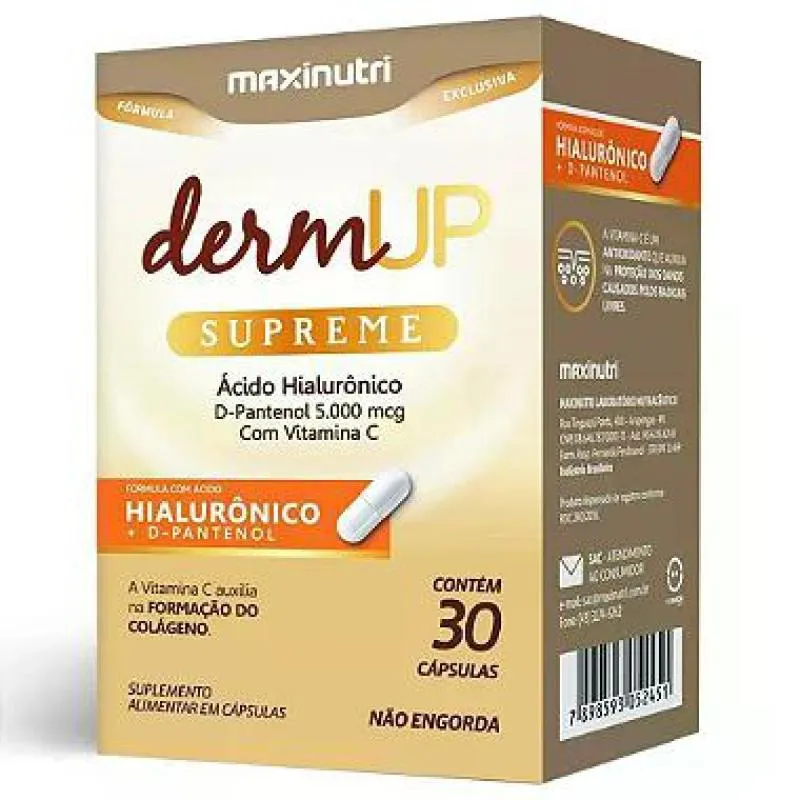 Kit 2x Dermup Supreme D Pantenol e Ácido Hialurônico C 30 Cáps Maxinutri