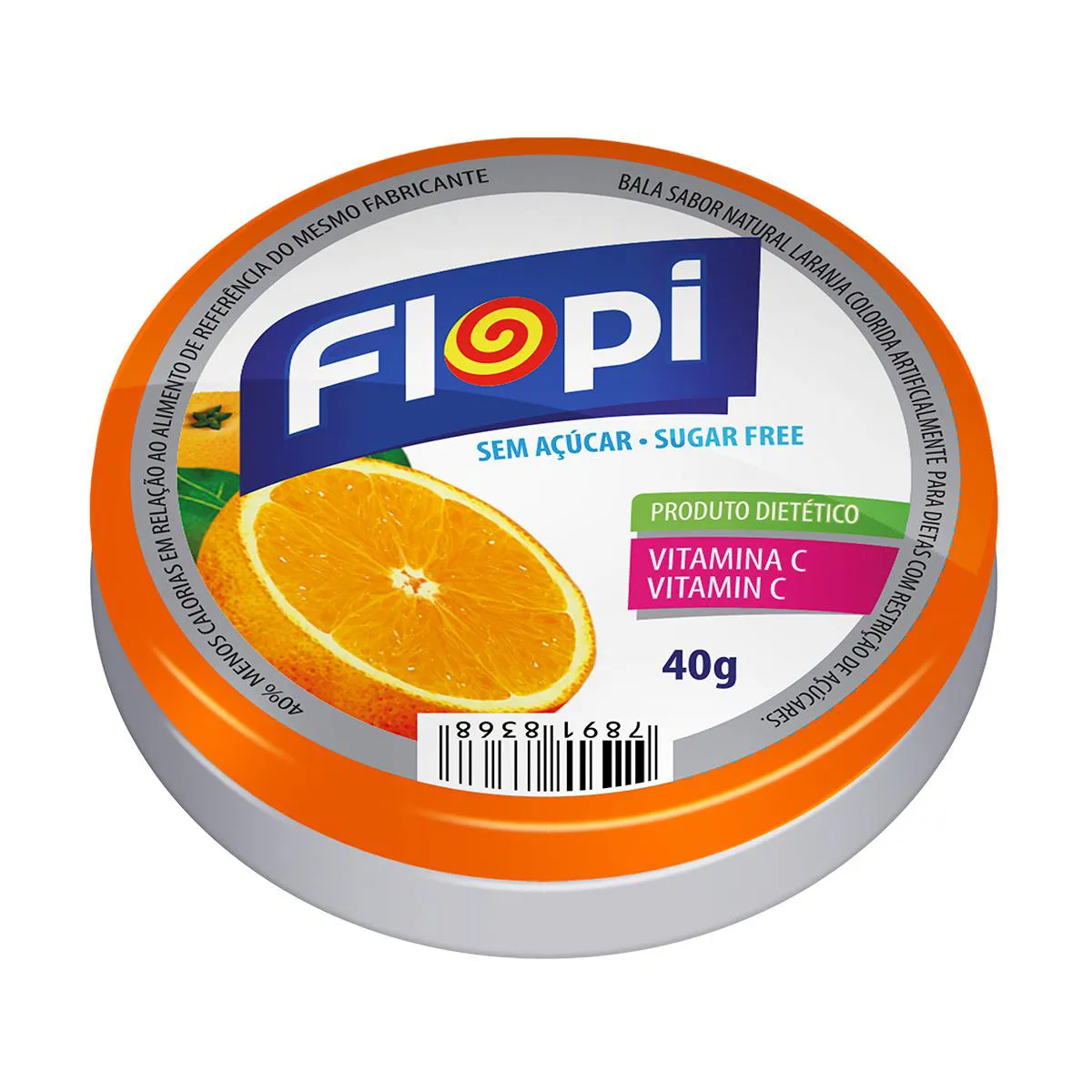 Bala Flopi Laranja Sem Açúcar 40g