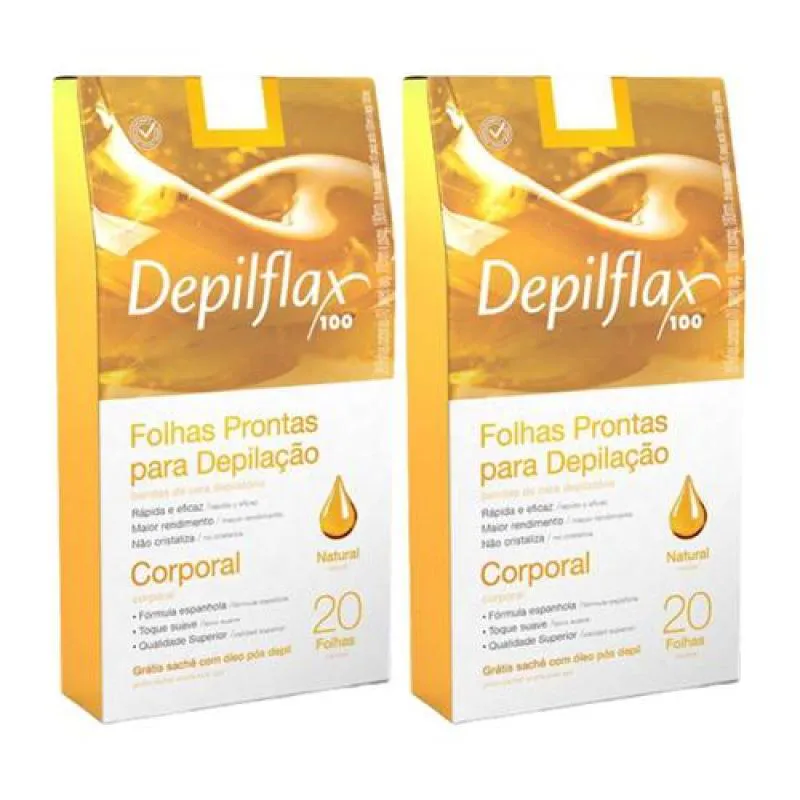 Kit 2x Folhas Prontas Corporais C 20 Uni Natural Depiflax