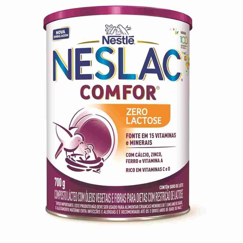 Composto Lácteo Neslac Comfor Zero Lactose Nestlé 3 a 5 Anos 700g